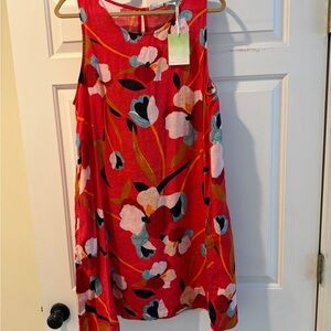 Sigrid Olsen Red Floral Linen Dress